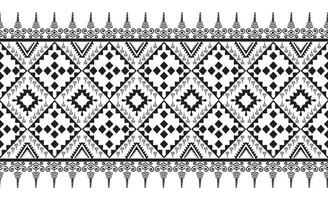 Stammes- traditionell Stoff Batik ethnisch. Ikat nahtlos Muster geometrisch wiederholen. Stickerei, Hintergrund, Verpackung, Mode, Teppich, Kleidung. schwarz und Weiß vektor