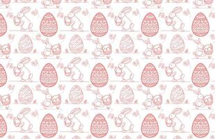 Ostern Eier nahtlos Muster mit Hasen. Hand Zeichnung Gekritzel Hase, Blumen wiederholen Design zum Hintergrund, Verpackung, Teppich, Kleidung, Stoff, Abdeckung, Verpackung vektor