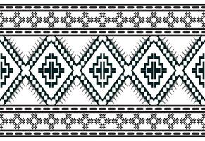 Stammes- traditionell Stoff Batik ethnisch. Ikat Blumen- nahtlos Muster Blätter geometrisch wiederholen Design zum Hintergrund, Verpackung, Mode, Teppich, Kleidung. schwarz und Weiß vektor