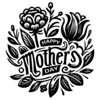 Hand gezeichnet schwarz Linien Text Beschriftung Element. glücklich Mütter Tag Poster, Gruß Karte, Beschriftung, Banner, Erfindung Vektor