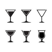 Cocktail Glas Logo Vektor einstellen Vorlage, Cocktail Glas Logo Vektor einstellen von Elemente, Cocktail Glas Vektor Illustration