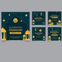 elegant Ramadan Sozial Medien Post Design mit Frames und Laternen vektor