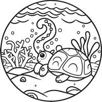 Ozean Tiere Färbung Seiten. Meer Leben Färbung Seiten. Ozean Tier Gliederung Bilder. Ozean Tiere Vektor Gliederung Färbung Seiten