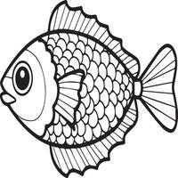 fisk färg sidor för färg bok. fisk översikt sidor. fisk översikt vektor