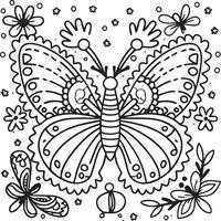 Schmetterlinge Färbung Buchseite. Schmetterlinge Gliederung Vektor Bild. süß Design Schmetterling Gliederung Vektor