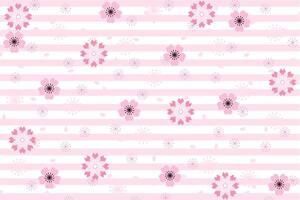 Illustration, Muster abstrakt von Sakura Blume und Blütenblätter fallen mit Licht Rosa Linie auf Weiß Hintergrund. vektor