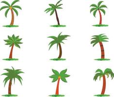 samling av platt stil palmer illustrationer, palm ikon set vektorkonst, kan användas för att illustrera vilken natur eller hälsosam livsstil arbete. vektor