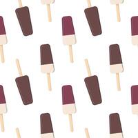 Obst und Schokolade Eis am Stiel Eis Sahne auf ein Stock. nahtlos Muster im Vektor eben Stil.