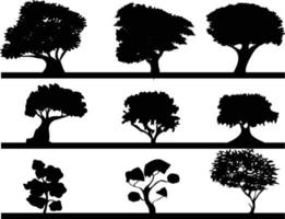 uppsättning silhuetter av djupa träd vektorillustration vektor
