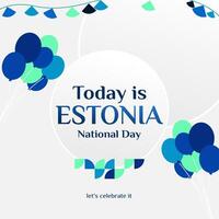 glücklich Estland Unabhängigkeit Tag Banner im modern geometrisch Stil. Platz Banner zum Sozial Medien und Mehr mit Typografie. Vektor Illustration zum National Urlaub Feier Party.
