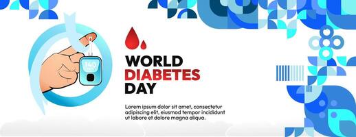 Welt Diabetes Tag Banner zum Bewusstsein und Anliegen. geometrisch Banner zum International Diabetes Tag. vektor