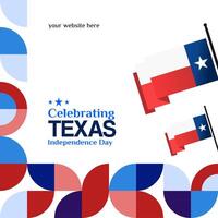 Texas Unabhängigkeit Tag Banner im bunt modern geometrisch Stil. Platz Gruß Karte Startseite glücklich National Unabhängigkeit Tag mit Typografie. Vektor Illustration zum National Urlaub Feier Party