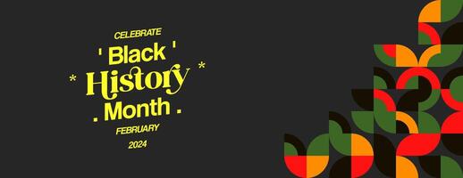 feiern schwarz Geschichte Monat im modern geometrisch Stil. Gruß Banner mit Typografie. Illustration zum schwarz Geschichte Monat und 19. Juni Freiheit Tag vektor