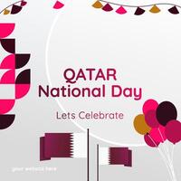 Katar National Tag Banner im modern geometrisch Stil. Platz Banner zum Sozial Medien und Mehr mit Typografie. Vektor Illustration zum National Urlaub Feier Party. glücklich Katar National Tag 2024