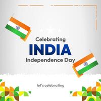 indisk oberoende dag baner i färgrik modern geometrisk stil. fyrkant hälsning kort omslag Lycklig nationell oberoende dag med typografi. nationell Semester firande fest bakgrund vektor