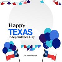 Texas Unabhängigkeit Tag Banner im bunt modern geometrisch Stil. Platz Gruß Karte Startseite glücklich National Unabhängigkeit Tag mit Typografie. Vektor Illustration zum National Urlaub Feier Party