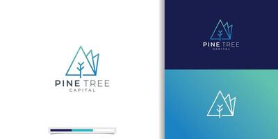 minimalistisch Kiefer Baum Logo mit Linie Kunst Stil Design. drei Kiefern Konzept Logo Vektor Kunst linear.