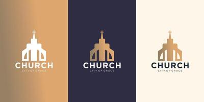Symbol Christian Kirche Jesus Kreuz Evangelium Logo Design Inspiration. Prämie Vektor