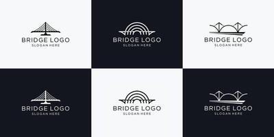 einstellen von Brücke Logo. abstrakt Brücke minimalistisch Logo Sammlung zum Geschäft. vektor