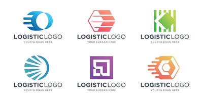 uppsättning av abstrakt logistisk logotyp av uttrycka pil rör på sig framåt- för kurir leverans eller transport och frakt service. vektor isolerat pilar ikon mall för transport logistik företag design