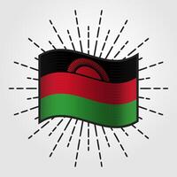 Jahrgang Malawi National Flagge Illustration vektor