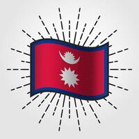 årgång nepal nationell flagga illustration vektor