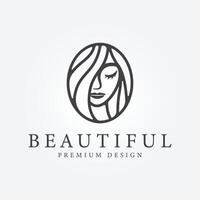 schön Mädchen, Schönheit Pflege Klinik einfach minimal Symbol Logo Zeichen , Schönheit Frau Vektor Illustration Design