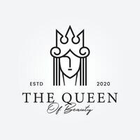 luxuriöse schöne Queen Mono Line Logo Icon Design Vorlage Vektor Illustration