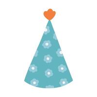 födelsedag fest hatt i ljus Färg med pompon ovan. fest kon och jul keps med söt dekoration. hand dragen vektor illustration ClipArt i färgrik klotter stil isolerat på vit bakgrund