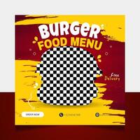 burger mat meny social media posta baner mall vektor