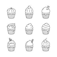 Cupcake Gekritzel Linie Vektor Illustration