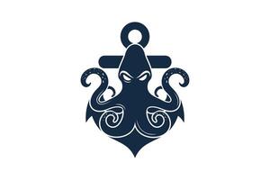 bläckfisk logotyp design med ankare unik begrepp premie vektor
