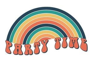 Party Zeit. groovig. Uhrwerk Elemente im ein retro Hippie 70er Jahre Stil. vektor