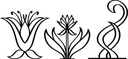 lotus blomma ikon skiss ClipArt gräs klotter gravyr vektor illustration