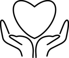 hand med hjärta ikon kärlek symbol skiss ClipArt vektor illustration