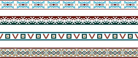Vektor einstellen von nahtlos farbig Rand Ornamente. einheimisch amerikanisch Stammes- Rahmen.
