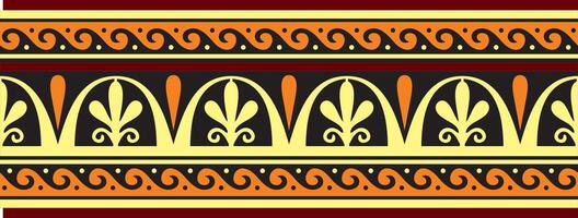vektor färgrik orange klassisk sömlös europeisk nationell prydnad. etnisk mönster av de romanesque människors. gräns, ram av gammal Grekland, roman välde