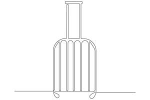 kontinuerlig ett linje konst teckning av resväskor, bagage design översikt vektor illustration