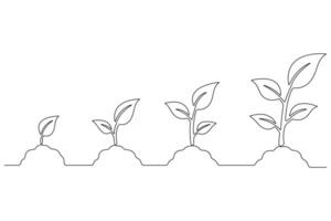 Pflanze wachsend kontinuierlich einer Linie Kunst Zeichnung von Baum Pflanze Gliederung Vektor Illustration
