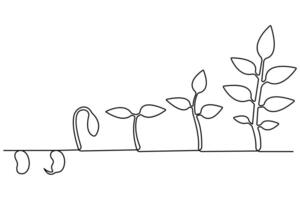 Pflanze wachsend kontinuierlich einer Linie Kunst Zeichnung von Baum Pflanze Gliederung Vektor Illustration