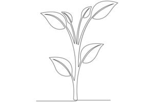 kontinuierlich Single Linie Kunst Zeichnung von Pflanze können Sein zum Pflanzen, Landwirtschaft, Saat Gliederung Vektor