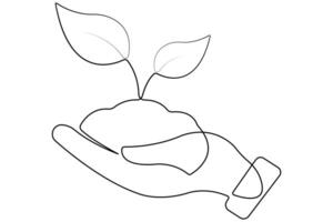 kontinuerlig enda linje konst teckning av växt kan vara för växter, lantbruk, frön översikt vektor