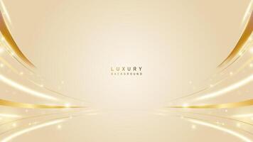 Luxus Podium vergeben im Gold Sahne Farbe Hintergrund mit golden Linie Elemente und Kurve. Luxus Prämie Vektor Design