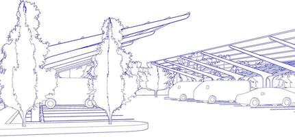 3d illustration av parkering och carport vektor