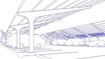 3d illustration av parkering och carport vektor