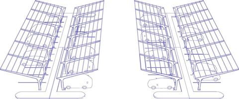 3d illustration av parkering och carport vektor