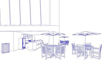 3D-Darstellung des Cafés vektor
