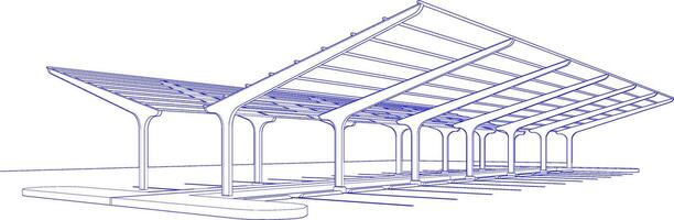 3d illustration av parkering och carport vektor