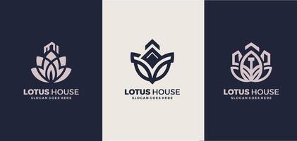 lotus hus logotyp design med kreativ begrepp fri vektor