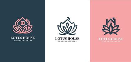 lotus hus logotyp design med kreativ begrepp fri vektor